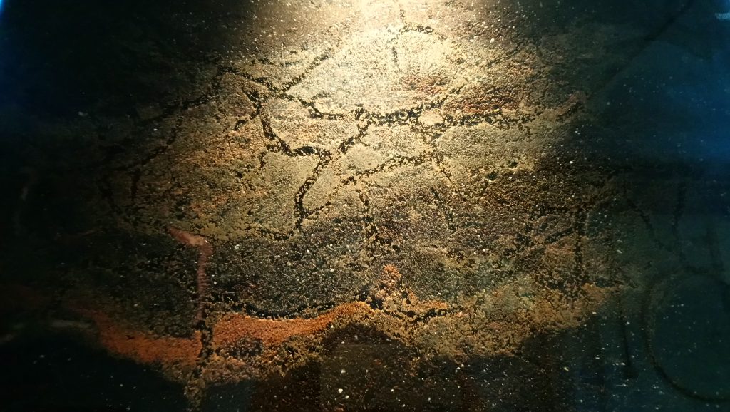 Soil with tracks in it made by earthworms