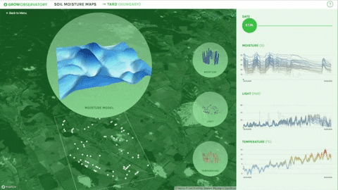 A moving image showing the map visualisation data changing over time