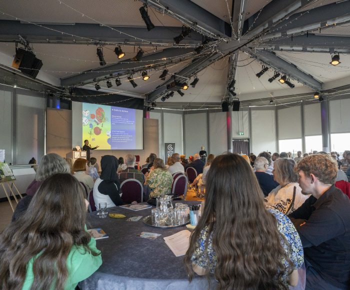 Chris Write guides the FutureEverything innovation lab workshop with participants from the the Together for Nature event at The Lowry in Manchester